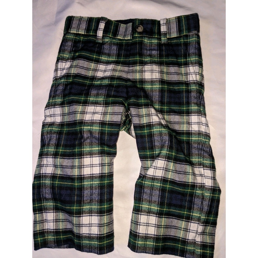 Janie And Jack Pants Evergreen Plaid Size 6-12 Months Lined Janie And Jack Pants